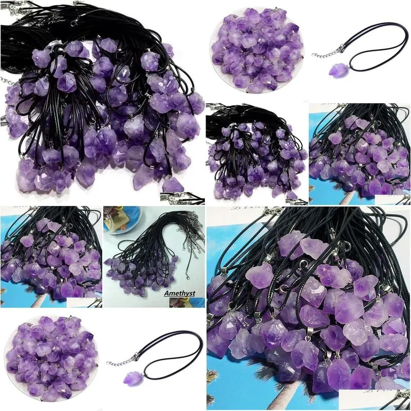 wholesale real amethyst necklace for women raw crystals bulk