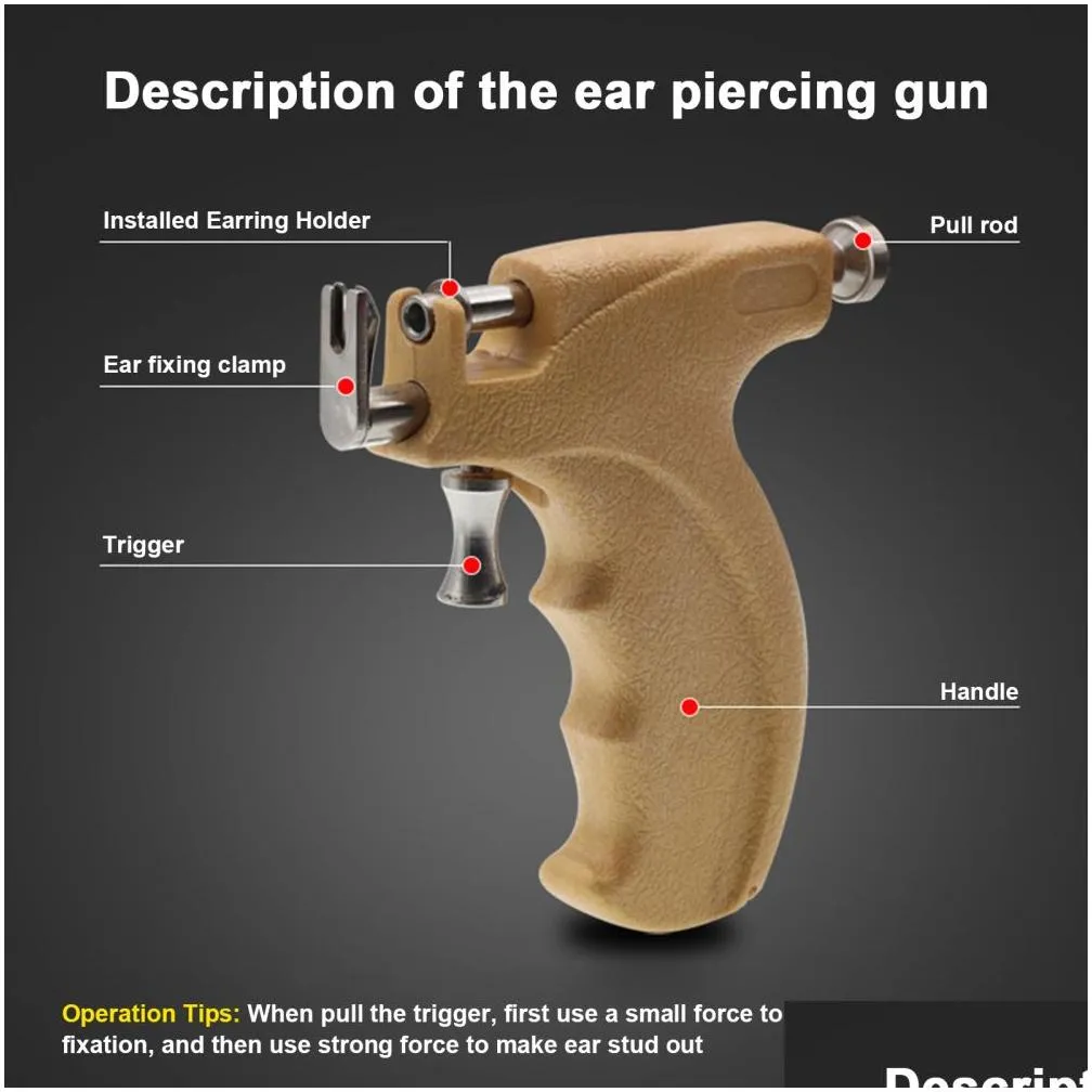 professional ear piercing gun machine earring studs steel ear nose navel body kit safety pierce tool