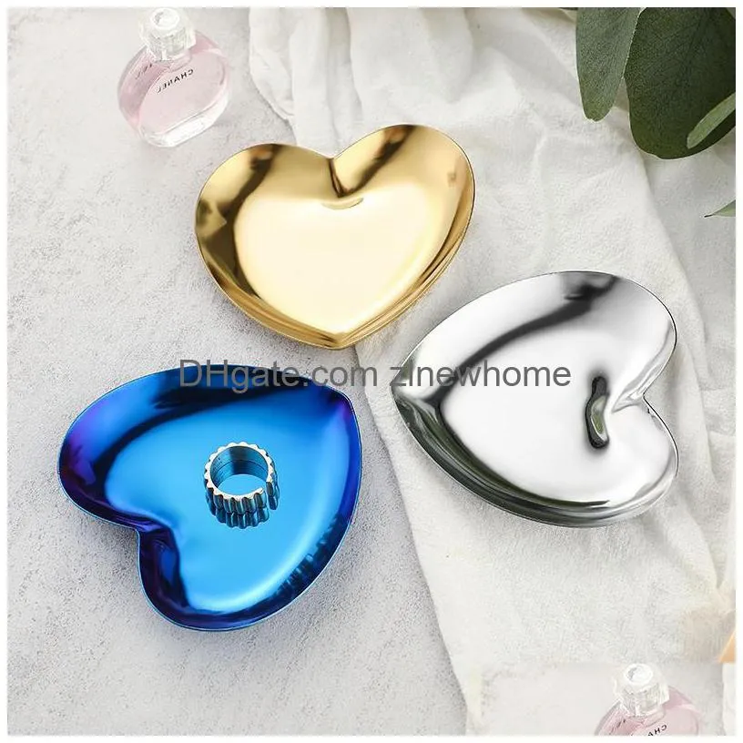 metal storage tray heart shaped jewelry display tray home decoration serving plate table organizer kdjk2212