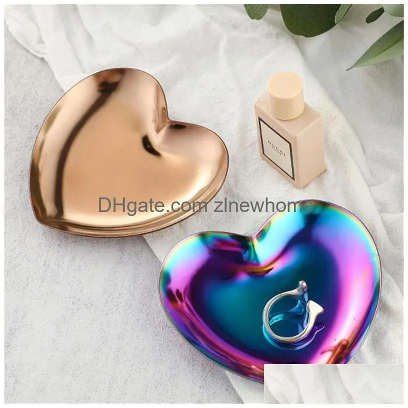 metal storage tray heart shaped jewelry display tray home decoration serving plate table organizer xbjk2212