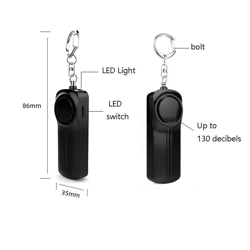 130db safe sound personal alarm keychain bright led light selfdefense emergency alert key ring for women children