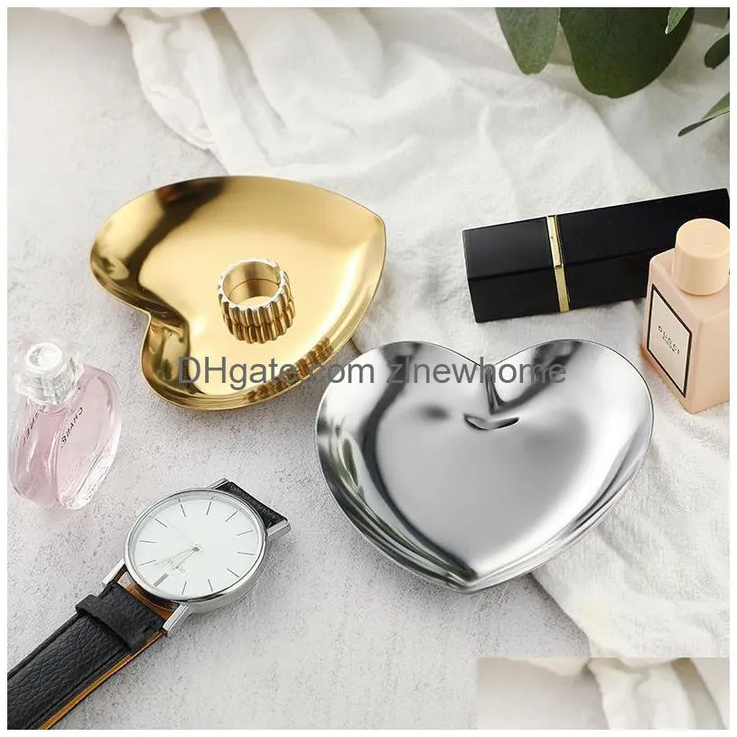 metal storage tray heart shaped jewelry display tray home decoration serving plate table organizer xbjk2212