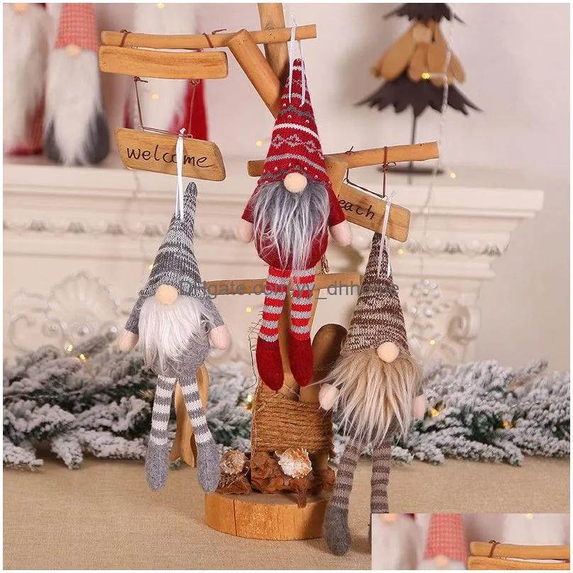 christmas hanging doll knitted plush gnome doll christmas tree wall hanging pendant xmas kids gifts tree ornament decor