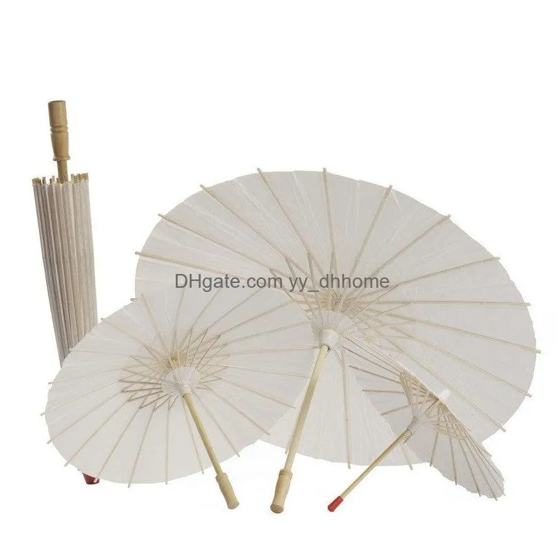 white paper umbrella chinese mini craft bridal wedding parasols 20-60cm bamboo handle paper umbrellas