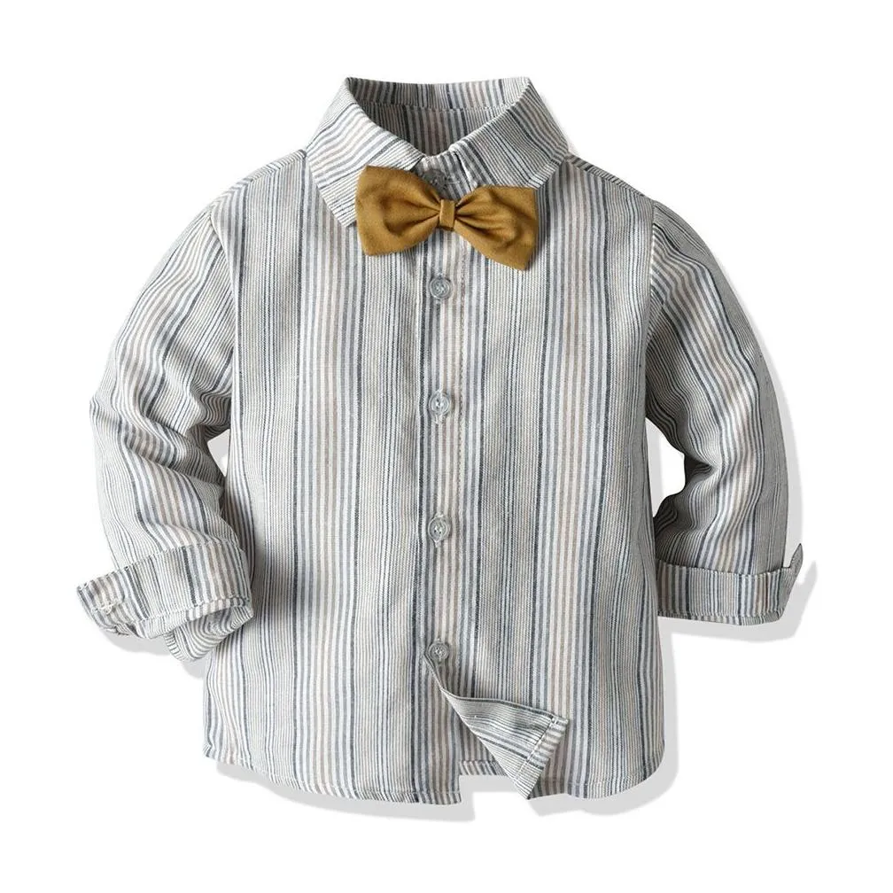 kid boy gentleman clothing sets bow tie striped shirt pants party wedding handsome for boys clothes