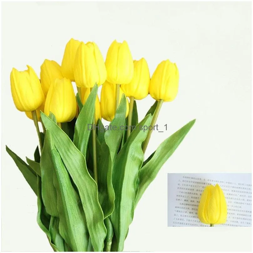 pu tulips artificial flowers real touch artificial wedding centerpiece decor fake pu tulips home wedding decoration