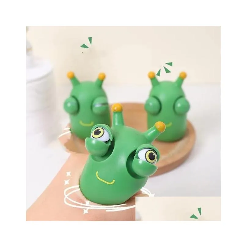 funny grass worm pinch toy novelty eye popping squeeze toy green bouncing 3d fidget relieve anxiety stress relief