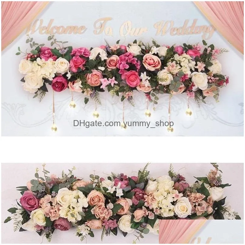 artificial arch flower row diy wedding centerpiece road guide arch decoration party romantic decorative backdrop