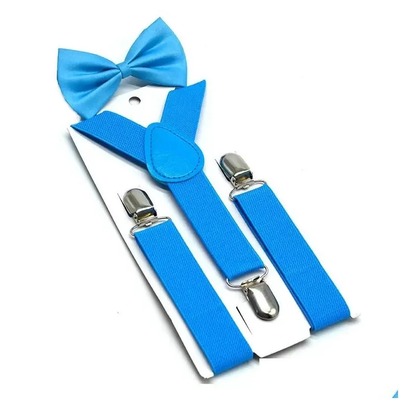 34 color kids suspenders bow addtie set boys girls braces elastic y-suspenders with bow tie fashion belt or children baby kids by dhs