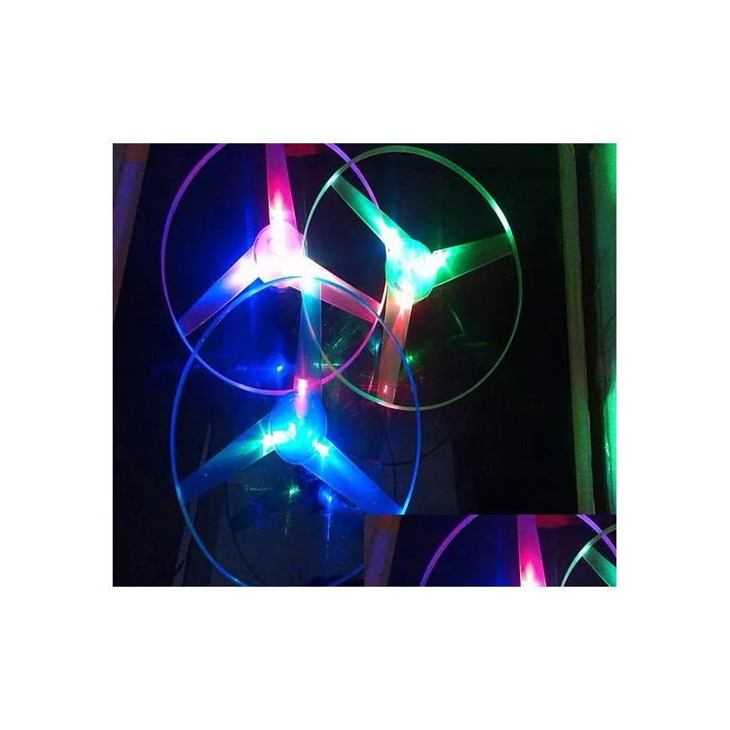 flash pull luminous flying saucer 25cm 3pcs led light ufo children flying toys 65g 10pcs/lot add 