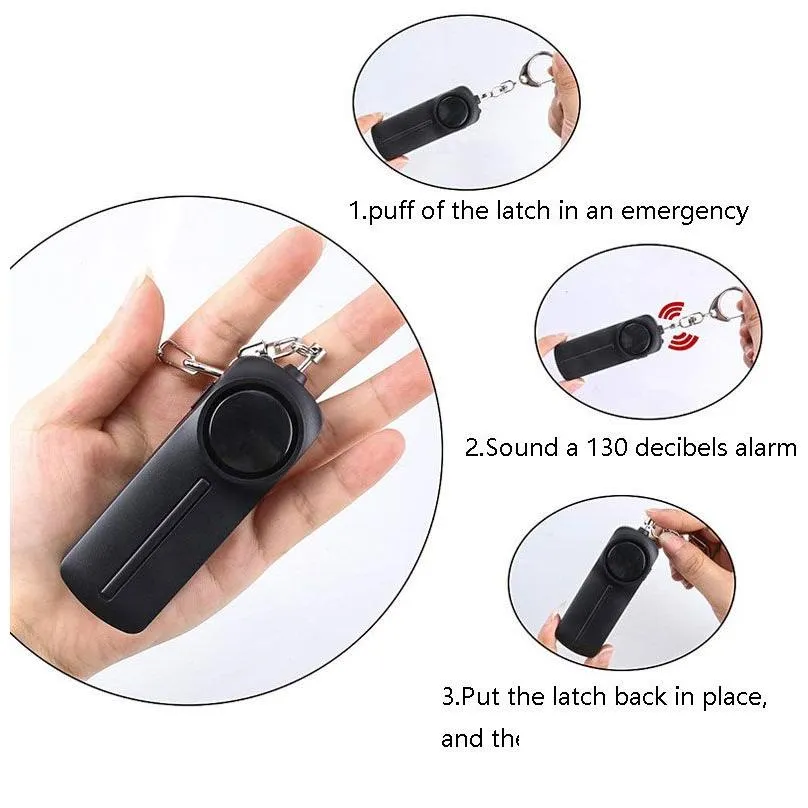 130db safe sound personal alarm keychain bright led light selfdefense emergency alert key ring for women children