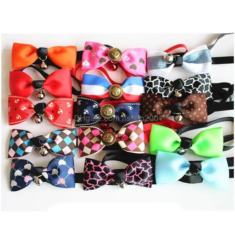 multi colors lovely bow cats dog tie dogs bowtie collar pet supplies bell necktie collar 1pcs