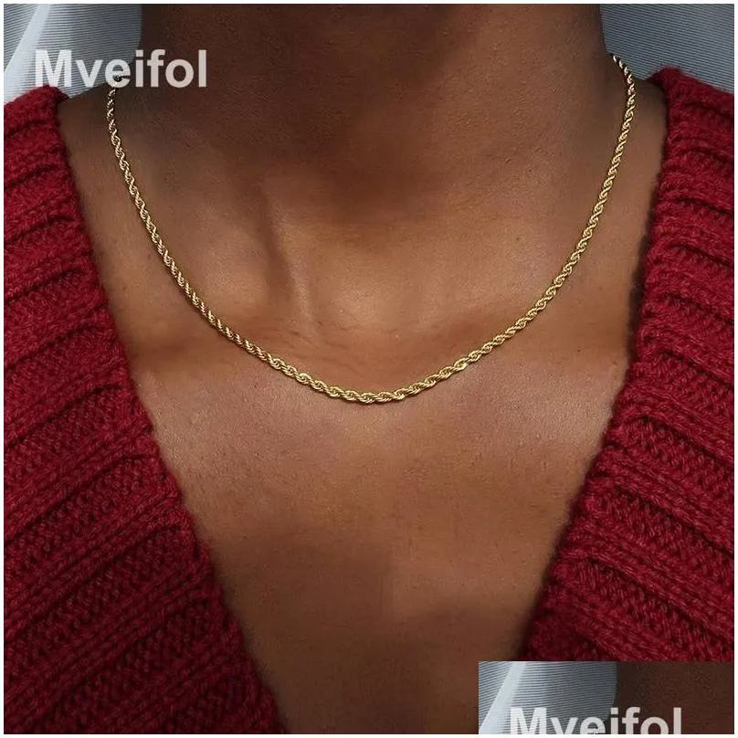 chains mveifol stainless steel paper clip link chain necklace for women paperclip choker jewelry