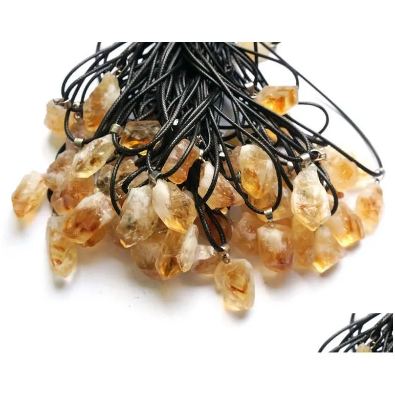 citrine pendant necklace genuine natural crystal stone jewelry bulk wholesale healling raw gemstone yellow quartz women