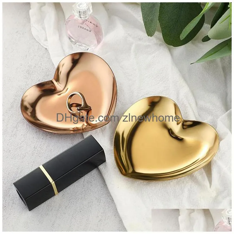metal storage tray heart shaped jewelry display tray home decoration serving plate table organizer kdjk2212