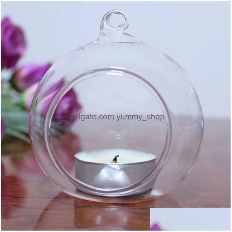 crystal glass hanging candle holder home wedding party dinner decor round air plant bubble crystal balls