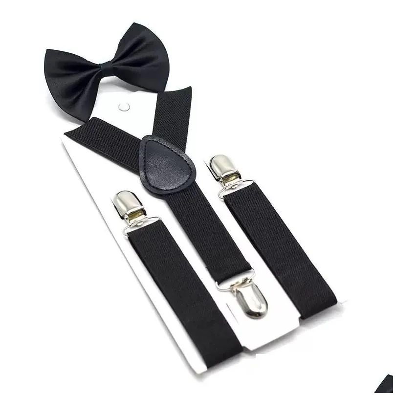 34 color kids suspenders bow addtie set boys girls braces elastic y-suspenders with bow tie fashion belt or children baby kids by dhs