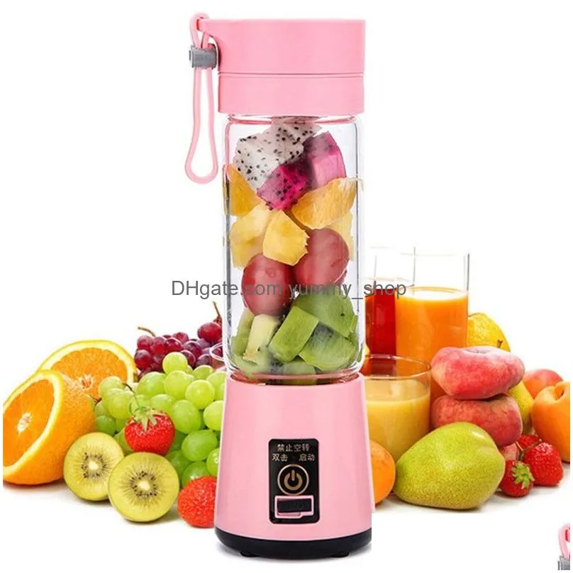 electric juicer portable 4 blender rechargeable usb fruit vegetable tools personal blender 380ml outdoor juicers