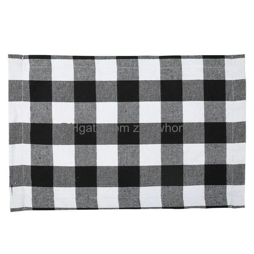  plaid placemats red and black table runner for home holiday christmas new year table decorations jk2009xb