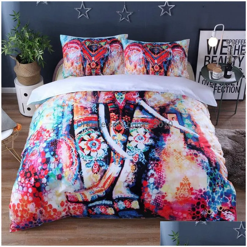 feather pattern bedding set mandala boho bedding cover elephant moose pattern 2/3pcs bed set no sheet no filling