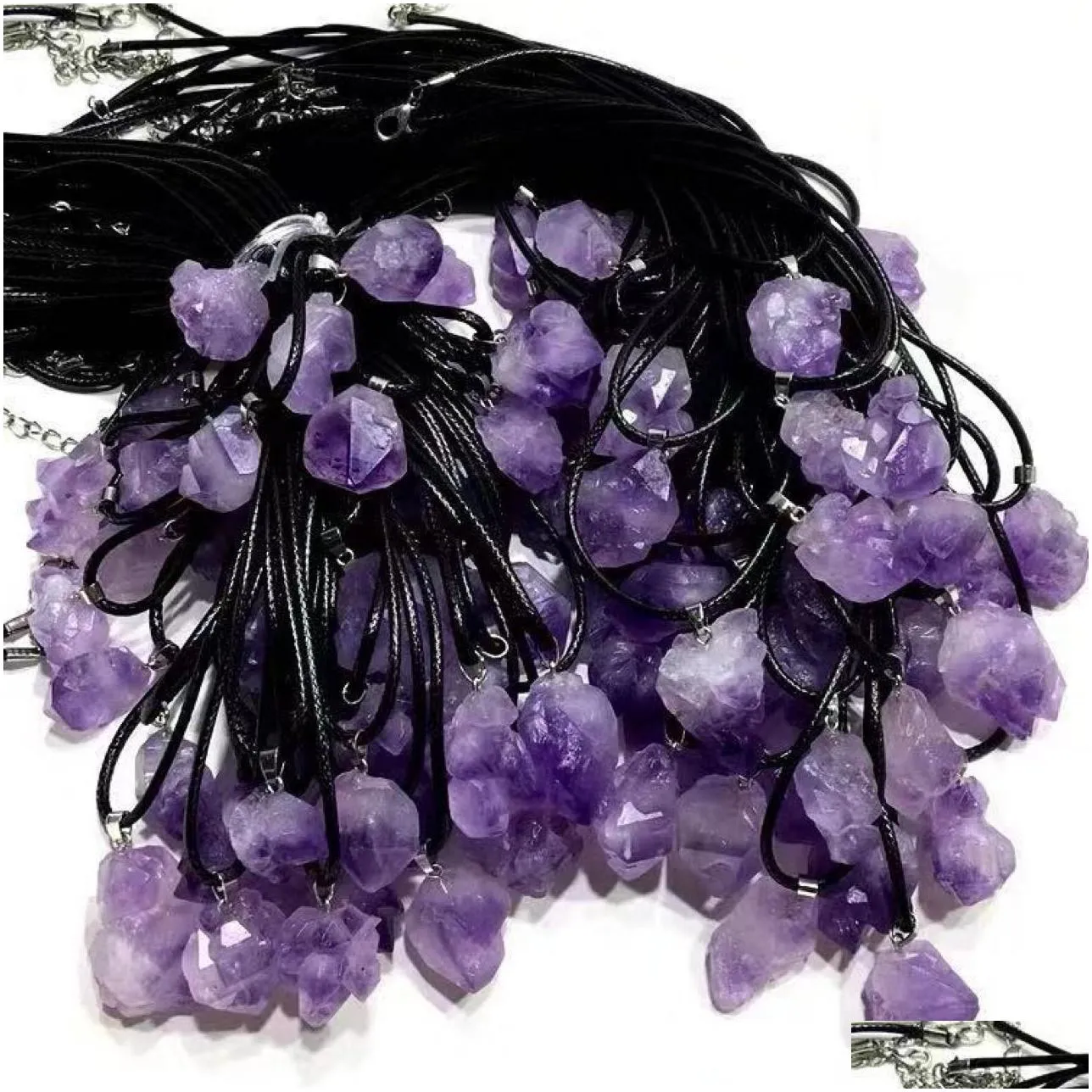 wholesale real amethyst necklace for women raw crystals bulk