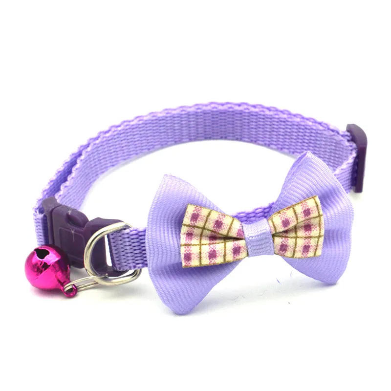 Multicolor Cute Dogs Cat Bell Positioning Collars Teddy Bomei Dog Cartoon Bow Bowknot Adjustable Buckle Collar Leads Necklace Pet Supplies W0055