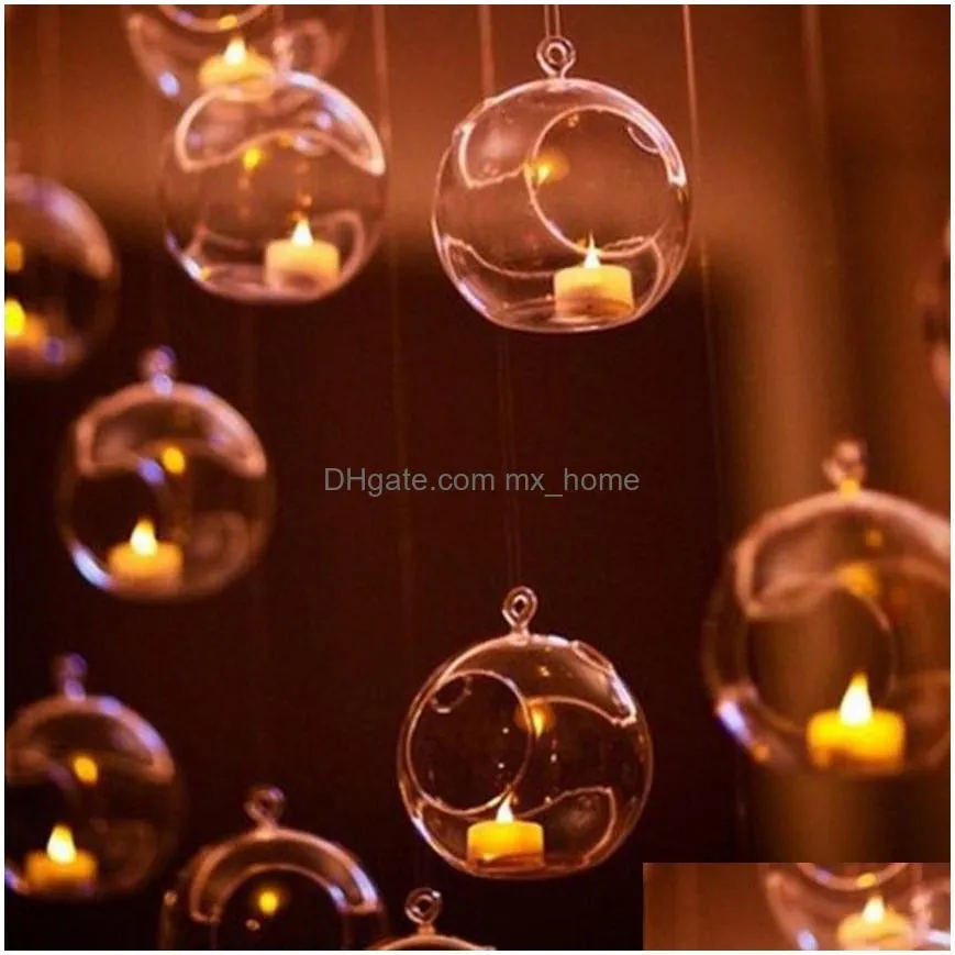 80mm hanging tealight holder glass globes terrarium wedding candle holder candlestick vase home el bar decoration