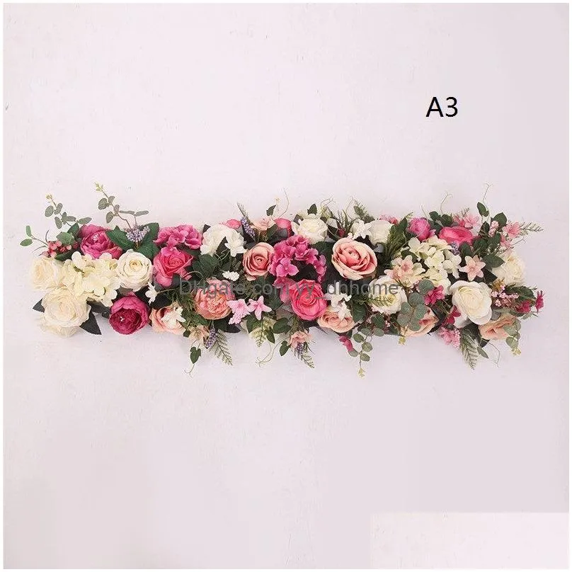 artificial arch flower row 100cm length diy silk peonies roses simulation flowers rows wedding centerpiece decorative backdrop