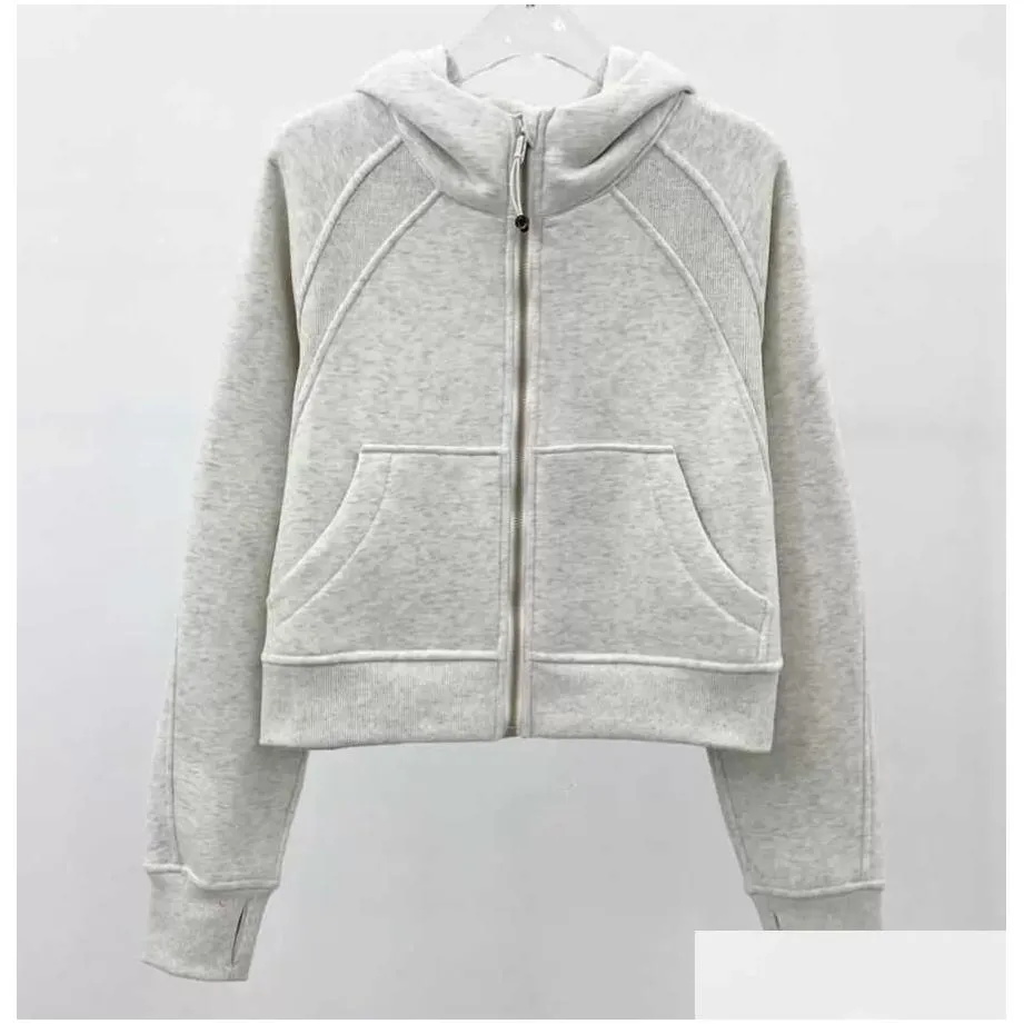 lu-16 scuba hoodies womens yoga sports leisure full zip jacket plush hoodie gym clothes casual running fitness coat