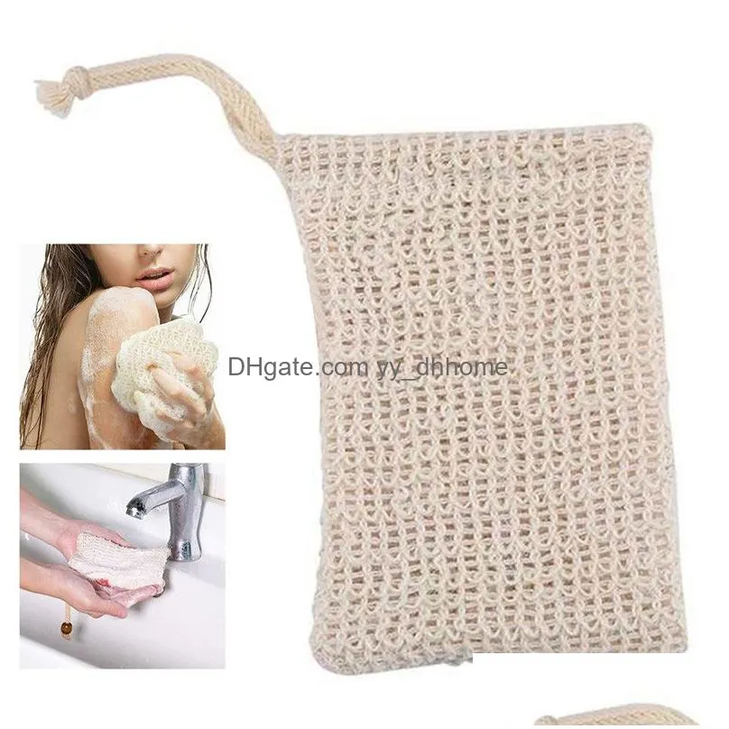 natural ramie foaming net hangable cotton and linen soap saving bags used for exfoliating showering massage foaming