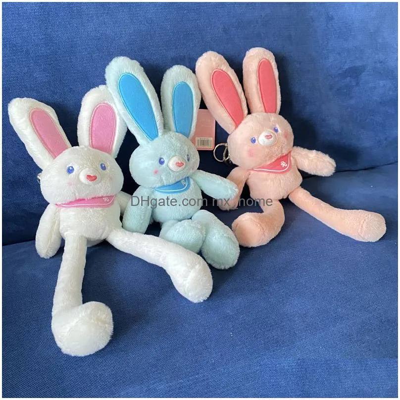 easter party rabbit toys with keychain spring event kids plush gifts cute bunny big ears stuffed toy