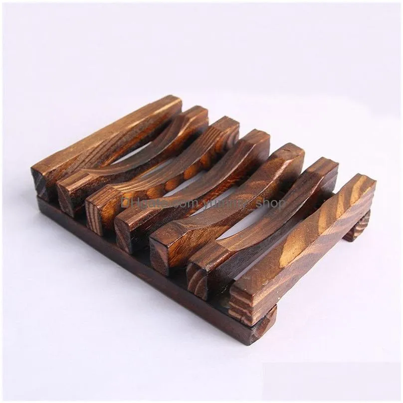 wood soap hollow rack natural bamboo tray holder sink deck bathtub shower toilet soap dishes