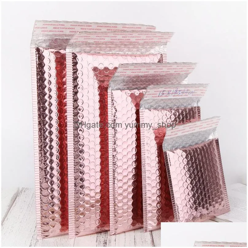 rose gold bubble mailers packaging bags waterproof shockproof envelopes mailers with self seal adhesive multisize