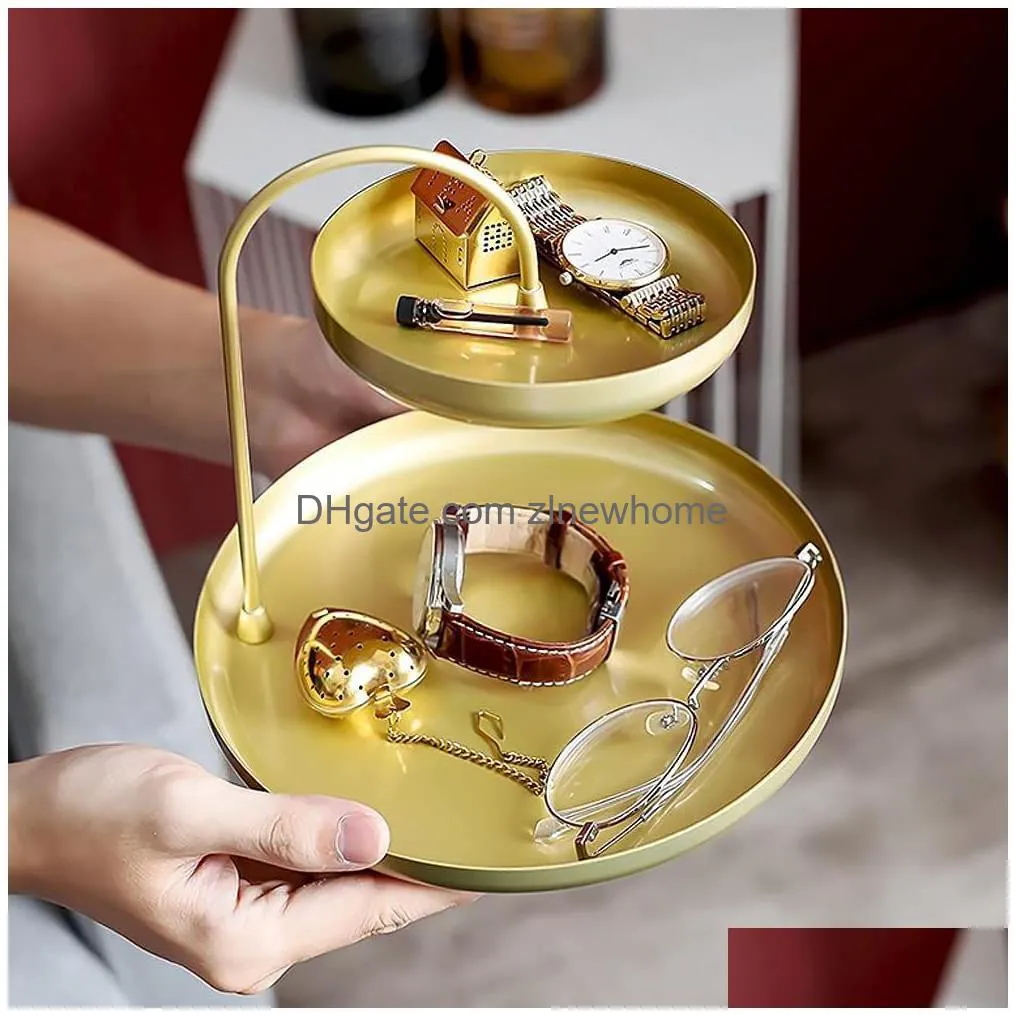 double jewelry tray necklace holder tabletop organizer tower for bracelets earrings watch makeup storage display shelf kdjk2212