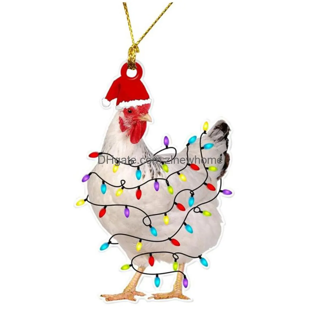 christmas scarf chicken holiday decoration xmas outdoor decorations wood tree ornament