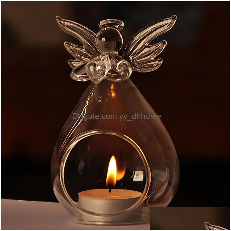 angel glass candlestick crystal hanging tea light candle holder home decor candlestick house home candle holders