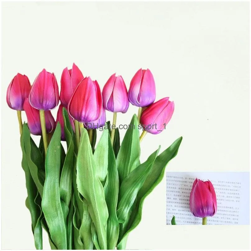 pu tulips artificial flowers real touch artificial wedding centerpiece decor fake pu tulips home wedding decoration