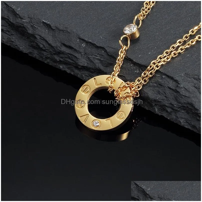 classic single stone screw love necklace for women girl slide pendant neckalce collars collier femme 316l titanium steel famous brand