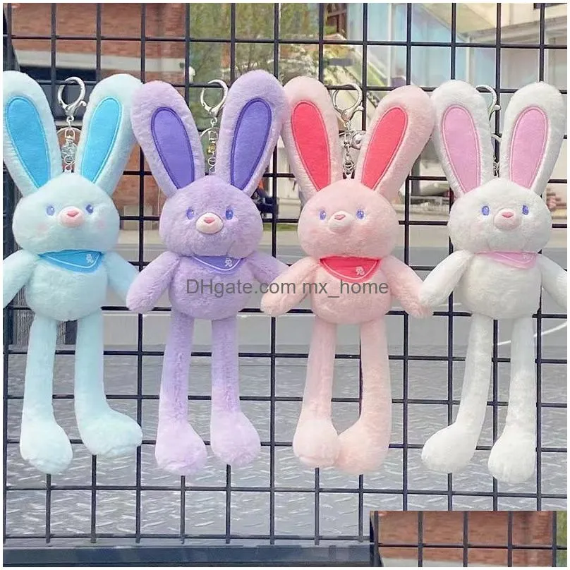 easter party rabbit toys with keychain spring event kids plush gifts cute bunny big ears stuffed toy