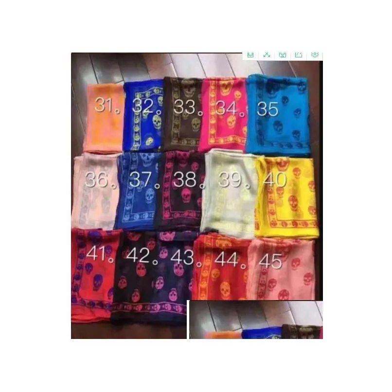 71 colors skull scarf for women and men good quality 100% pur silk satin fashion women scarves pashmina shawls