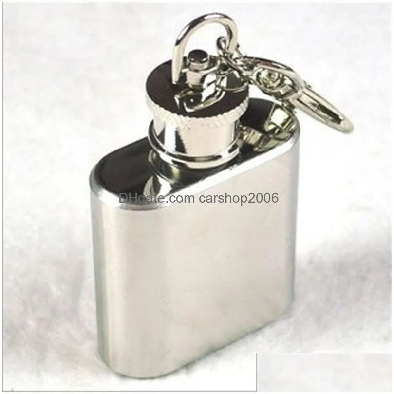 1oz stainless steel mini hip flask with keychain portable party outdoor wine bottle with key chains 