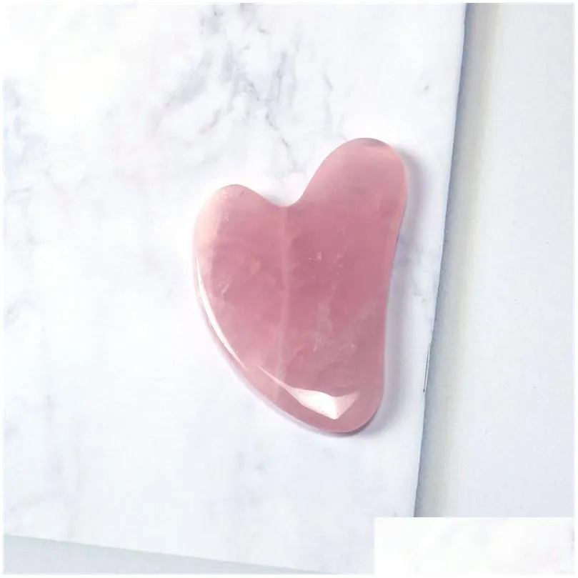 pink quartz jade guasha scraping massage scraper facial massager acupuncture gua sha board acupoint face eye care spa massages tool