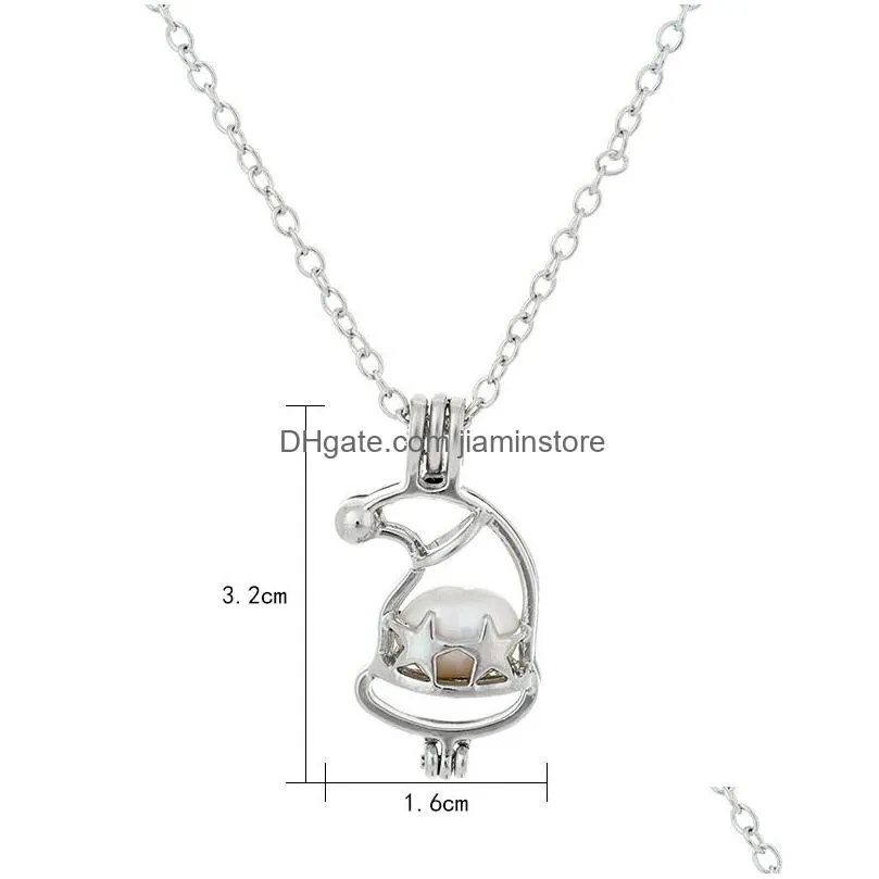 2019 pearl cage pendant necklaces love wish oyster natural pearl open hollow locket charm silver chain for women fashion jewelry in