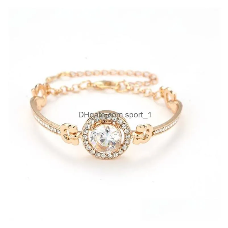 2019 classic 3 color round large crystal rhinestone charm shiny cuff opening bracelet for women fashion jewelry gift