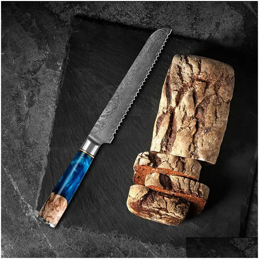 chef knife damascus steel 67 layer vg10 professional japanese knife sharp cleaver slicing kiritsuke gyuto kitchen cooking knifesknife stable solid wood