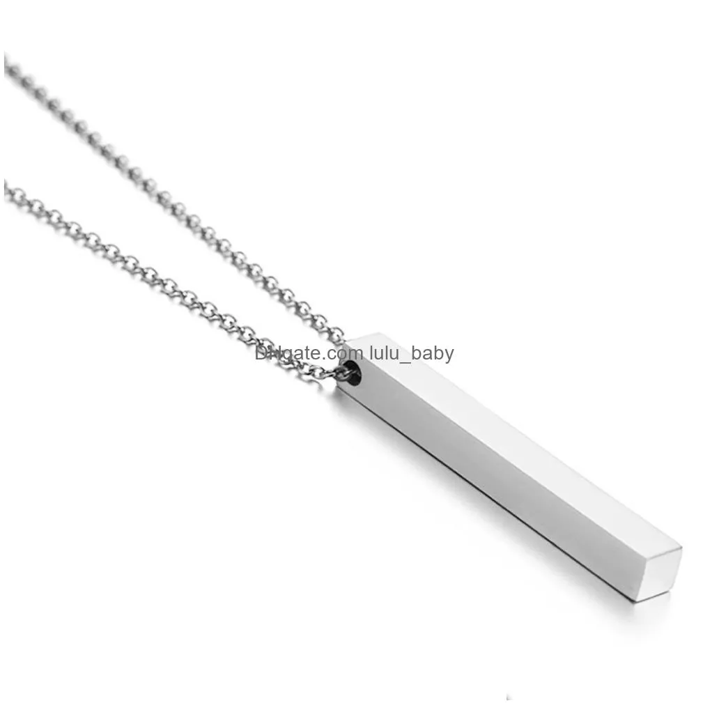 custom personalized vertical bar necklace silver engraved date name pendant necklace for women wedding jewelry anniversary mom gift