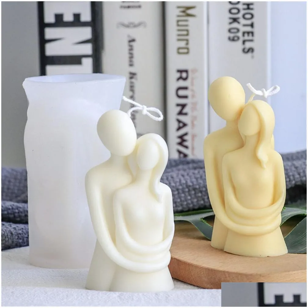 craft tools silicone candle mold 3d couple hugging body art resin casting mould for candle making aromatherapy plaster kdjk2202