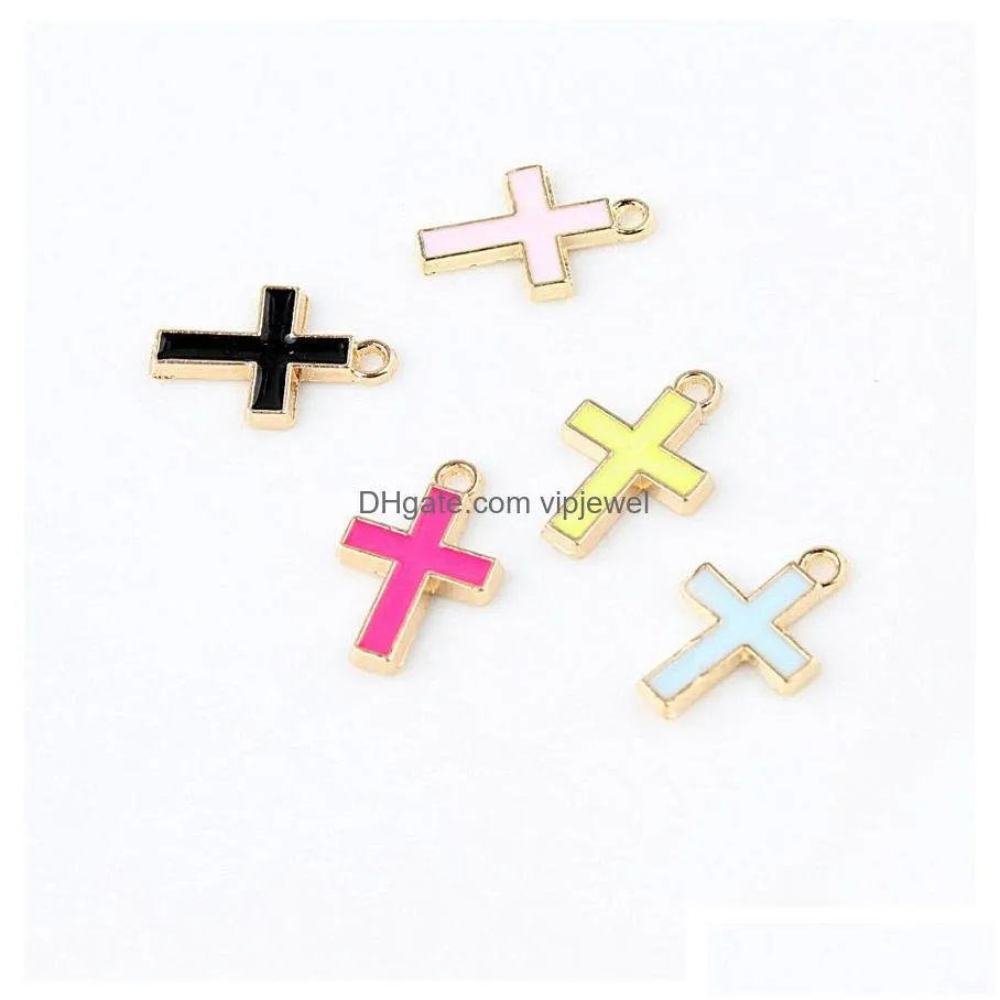 6 colors enamel cross jesus pendants 10pcs/lot crucifix charms fashion jewelry diy accessories for bracelets necklace earrings making