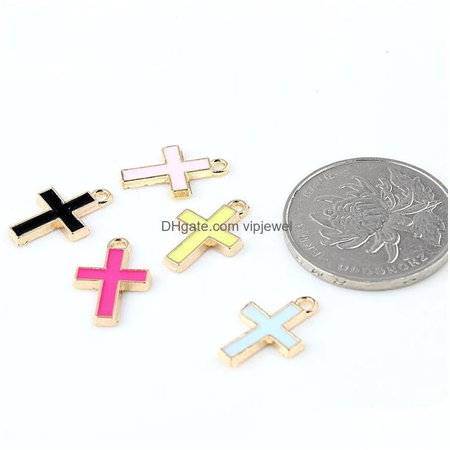 6 colors enamel cross jesus pendants 10pcs/lot crucifix charms fashion jewelry diy accessories for bracelets necklace earrings making