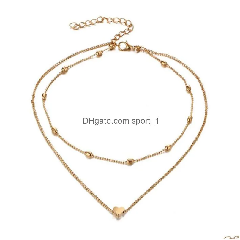 fashion tiny heart pendant necklace for women trendy simple gold silver color chain choker girls party jewelry gift